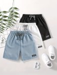 3PCS Boys "california" Casual Shorts Comfortable Breathable For Summer Kids Clothes