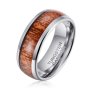 Men's Sand Grain Wood Silver Tungsten Ring R-056 - 14