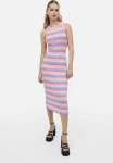 Rib-knit Bodycon Dress - Pink striped