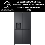 LG Essense Black Steel Uvnano French Door Fridge - 675L Ice & Water Dispenser