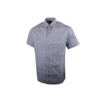 Mens Plain Poplin S S Shirt - Steel Blue