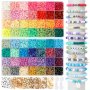 5600PCS/11200PCS Clay Beads For Necklace Bracelet Making Kit 56 Colors Spacer Heishi Flat Round Polymer Clay Beads With Charms And Elastic Strings Kits Jewelry