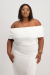 Laura Plisse Off-shoulder Top - Ivory - 2XL