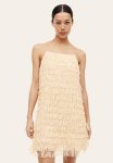 Sequin-fringed Dress - Light Beige