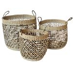 Black Stitched Woven Basket Set Of 3