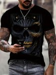 Men's Skull Print T-Shirt Casual Short Sleeve Crew Neck Tee Men's Clothing For Outdoor