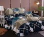 Blue Brown White - 5 Piece Quilt Designed Stunning Bedspread Set
