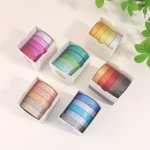 5 Rolls Boxed Macaroon Color Golden Onion Washi Tape Creative Exquisite Student Diy Hand Account Decoration Material Glitter Pow