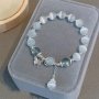 Elegant Glass Bead Bracelet With Cat Eye Stone Star And Butterfly Charms - Graceful Glass Jewelry For Women Gift-Ready For Ages 15+