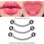 Dark Light 3Pcs/Set Stainless Steel Transversal Tongue Piercing Curved Barbells - Hip Hop Punk Style No Plating For Daily & Party Occasions Halloween Holiday