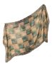 Lady's Cotton/linen Scarf With Rectangle Patterns - Green/brown