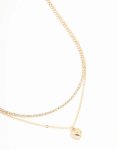 Goldair Gold Puffy Heart & Diamante Layered Necklace