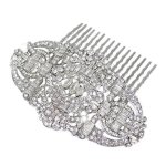 Ever Faith Women's Austrian Crystal Bridal Art Deco Hair Side Comb Clear Silver-tone