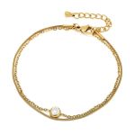 Waterproof Stainless Steel Double Chain Cz Bracelet