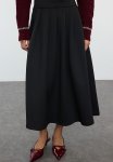 High Waist Flared Pleat Detailed Midi Skirt - Black