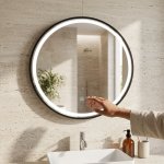 LED Circular Three Color Dimming Bathroom Mirror - 800 X 800