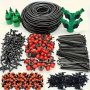 Diy Garden Drip Irrigation System Kit - Universal Connector Plastic Hose And Fittings With Adjustable Nozzles For Efficient Watering Includes Tubing Stakes And Tees