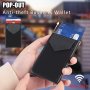 Sleek Men's Slim Aluminum Wallet - Secure Anti-Theft With Automatic Pop-Up Card Holder Compact For ID & Credit Cards Black