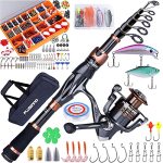 Plusinno Telescopic Fishing Rod And Reel Combo 263 Pcs Fishing Tackle Kit With Tackle Box