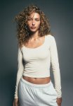 Long-sleeved Jersey Top - Beige