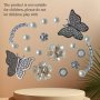 14PCS Diy Removable Rhinestone Butterfly Flower Shoe Charms For Crocs