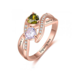 NJ508-CRI103674 Rose Gold Plated Sterling Silver Personalized Names & Birthstones Ring