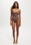 Cotton On Smoothing Thin Strap Cheeky One Piece - Raw Umber