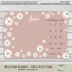 Milestone Blanket Daisy Dusty Pink