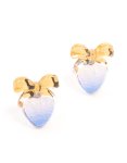Blue Bow Heart Stud Earrings