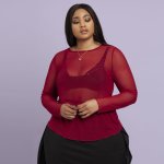 Plus Size Joy & Ash Power Mesh Top - Rio Red