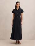 Elora Crepe Shirt Dress - 18 Navy