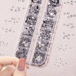 12 Grid Flat Back Gems Rhinestones Round Crystal Rhinestones For Crafts Nail Clothes Shoes Bags Diy Art Tranparent Nail Art Gems