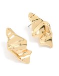 Goldair Gold Plated Organic Wavy Teardrop Stud Earrings