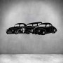 3 Vintage Cars - Matt Black / L 1000 X H 260MM