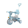Kids 3 In 1 Tricycle Push Bike With Parent Handle & Safety Canopy Blue