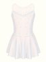 Kids Girls Sleeveless Sparkly Rhinestone Tulle Back Figure Ice Skating Roller Skating Ballet Dance Leotard Dress