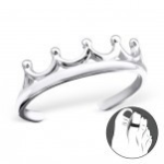 C90-C20979 - 925 Sterling Silver Crown Toe Ring Adjustable Size