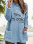 Solid Color Pullover Teddy Sweatshirt Casual Long Sleeve Crew Neck Dual Pockets Sweatshirt For Fall & Winter Women's Clothing