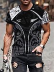 Novelty Color Blocked Crew Neck Short Sleeve T-Shirt For Men Casual Summer T-Shirt For Daily Wear And Vacation Resorts