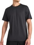 Reebok Men's Showdown Short Sleeve Crewneck T-Shirt Standard Fit Lightweight Stretch Poly Space-dyed Cool Touch Jersey Black Hea