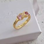 NJ520-CRI103565 Gold Plated Sterling Silver Personalized Names & Birthstones Ring