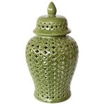 Cut-out Motif Green Ginger Jar- 64CM
