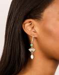 Goldair Gold Plated Cubic Zirconia Evil Eye Freshwater Pearl Drop Earrings