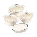 7 Piece Cast Iron Cookware - White