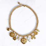 Multi Flower Locket Smokey Beaded Choker - Stone Free