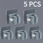 1 3 5PCS Mop Hook Contemporary Wall-mounted Utility Hooks - Easy Install Plastic Mop And Broom Holders Detachable Waterproof Org