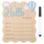 Baby Announcement Sign Wooden Hello World Newborn Signs Birth Announcement Sign And Pen For Baby Shower Hospital Nursery Newborn