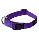 Rogz Utility Large 20mm Fanbelt Dog Collar - Purple Reflective