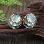 Bohemian Layered Earrings Ombre Blue Stud Earrings Drop Earrings Elegant Female Jewelry For Women Ladies Daily Party Use