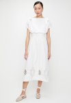 Edit Extended Sleeve Anglaise Midi Dress - White